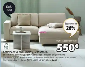 JYSK CANAPÉ AVEC MÉRIDIENNE TORNEMARK offre