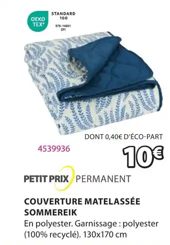 JYSK COUVERTURE MATELASSÉE SOMMEREIK offre