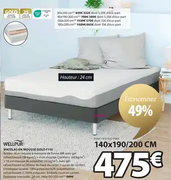 JYSK MATELAS EN MOUSSE GOLD F110 offre