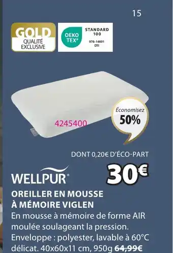 JYSK OREILLER EN MOUSSE À MÉMOIRE VIGLEN offre