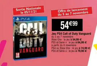 Cora x Carrefour Jeu Ps4 Call Of Duty Vanguard offre