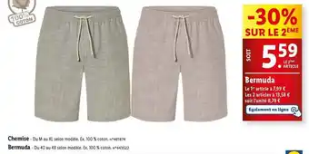 Lidl Livergy - bermuda offre