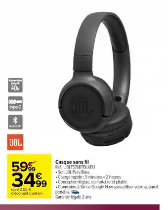 Carrefour Market Casque sans fil offre