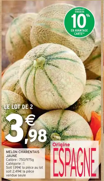 Intermarché MELON CHARENTAIS JAUNE offre