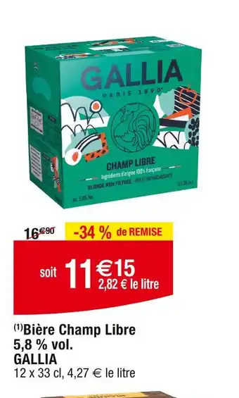 Cora x Carrefour GALLIA Bière Champ Libre 5,8 % vol offre