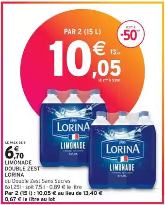 Intermarché LORINA LIMONADE DOUBLE ZEST offre