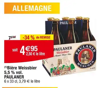 Cora x Carrefour PAULANER Bière Weissbier 5,5 % vol offre