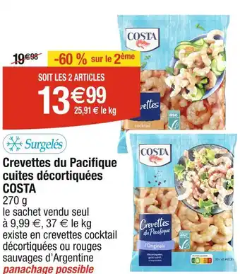 Cora x Carrefour COSTA Crevettes du Pacifique cuites décortiquées offre