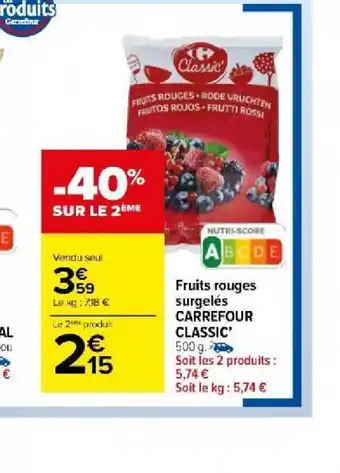 Carrefour Market Fruits rouges surgelés CARREFOUR CLASSIC' offre