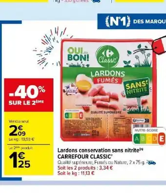 Carrefour Market Lardons conservation sans nitrite(n) offre