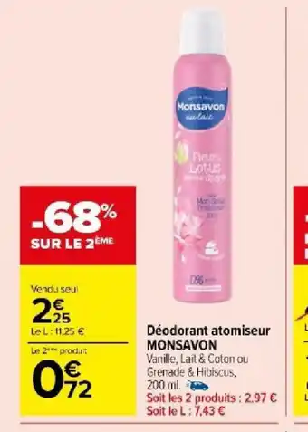 Carrefour Market Déodorant atomiseur MONSAVON offre