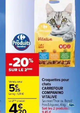 Carrefour Market Croquettes pour chat CARREFOUR COMPANINO EXPERT offre