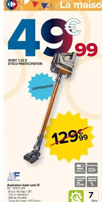 Carrefour Market Aspirateur balai sans fil offre