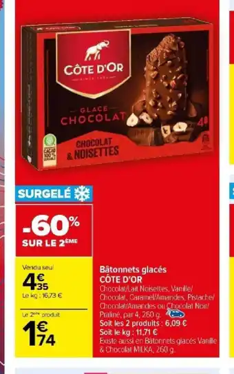 Carrefour Bâtonnets glacés CÔTE D'OR offre