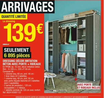 Brico Dépôt Dressing décor imitation béton avec porte + rideaux offre