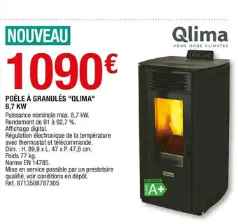 Brico Dépôt Qlima poêle à granulés 8,7 kw offre