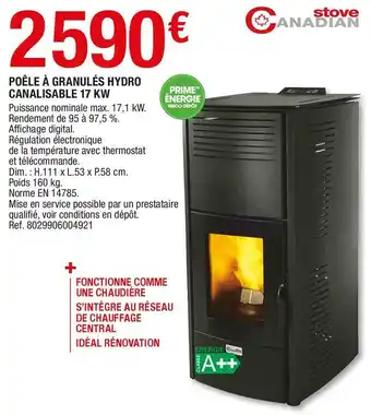 Brico Dépôt Stove canadian poêle à granulés canalisable 9 kw offre