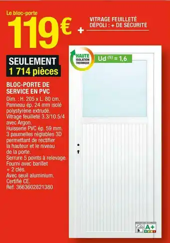Bloc-porte de service en pvc