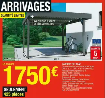 Brico Dépôt Carport toit plat offre
