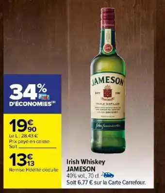 Carrefour Irish Whiskey JAMESON offre