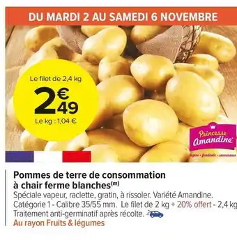 Carrefour Market Pommes de terre de consommation à chair ferme blanches offre