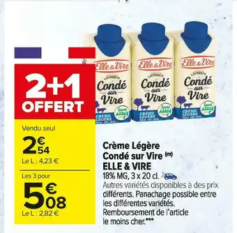 Carrefour Market Elle & vire crème légère condé sur vire offre
