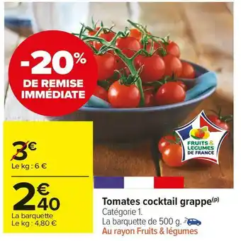 Carrefour Market Tomates cocktail grappe offre