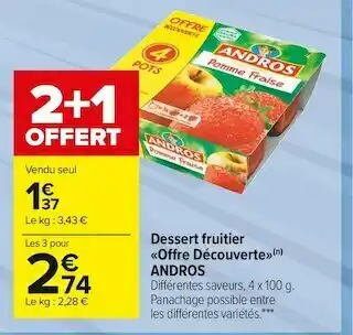 Andros dessert fruitier «offre découverte»