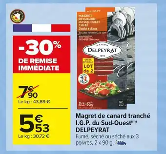 Carrefour Market Delpeyrat magret de canard tranché i.g.p. du sud-ouest offre