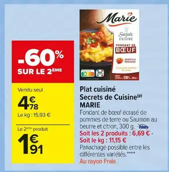 Carrefour Market Marie plat cuisiné secrets de cuisine offre
