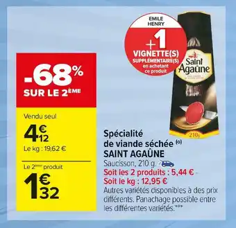 Carrefour Market Saint agaûne spécialité de viande séchée offre