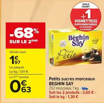 Carrefour Market Beghin say petits sucres morceaux offre