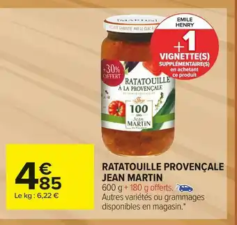 Carrefour Market Jean martin ratatouille provençale offre