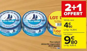Carrefour Market Petit navire thon naturel démarche responsable offre