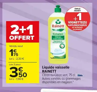 Carrefour Market Rainett liquide vaisselle offre