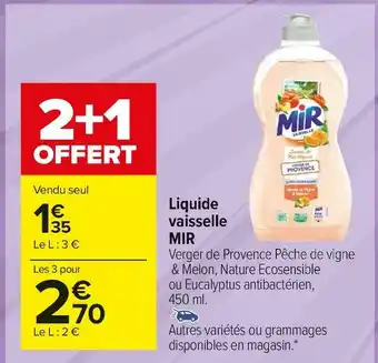 Carrefour Market Mir liquide vaisselle offre