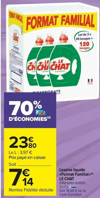 Carrefour Market Le chat lessive liquide «format familial» offre