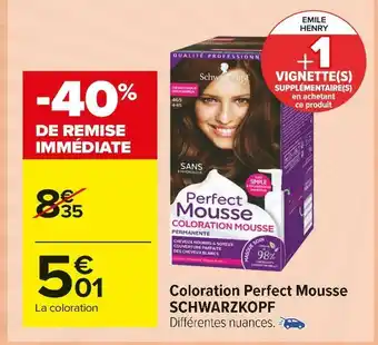 Carrefour Market Schwarzkopf coloration perfect mousse offre
