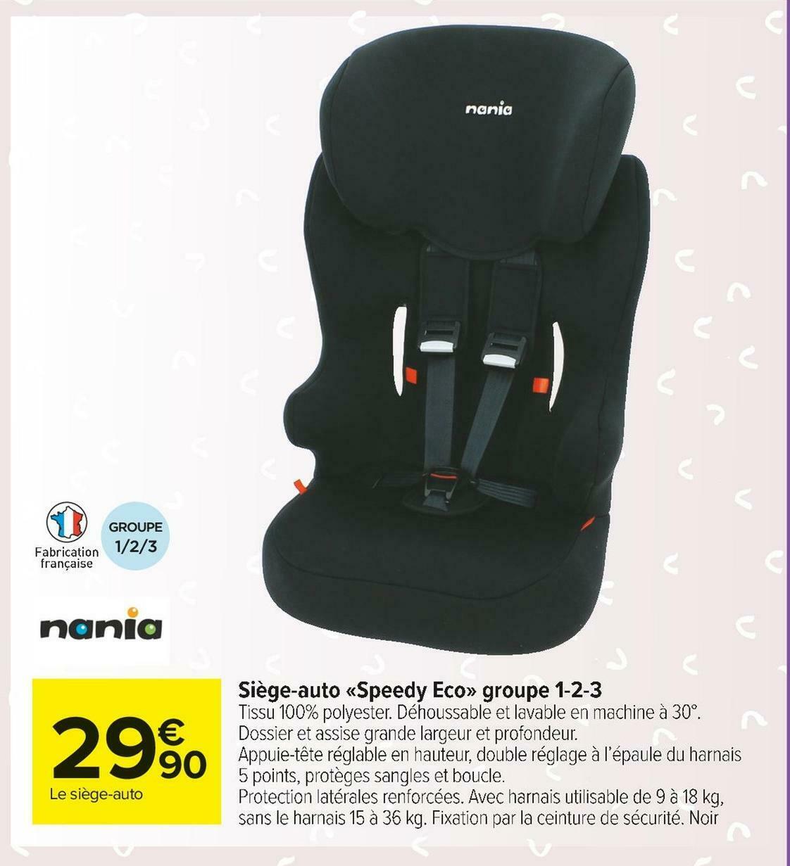 Promo Nania Siege Auto Speedy Eco Groupe 1 2 3 Chez Carrefour Market