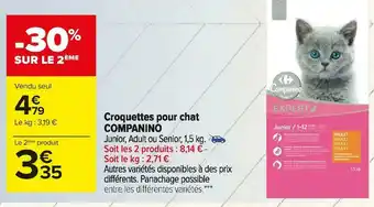 Carrefour Market Companino croquettes pour chat offre