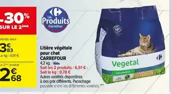 Carrefour Market Carrefour litière végétale pour chat offre