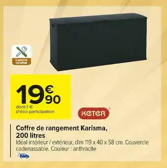 Carrefour Market Keter coffre de rangement karisma, 200 litres offre