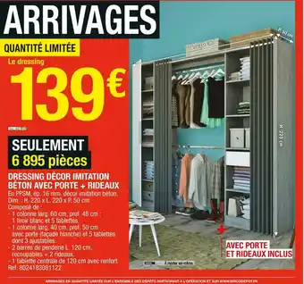 Brico Dépôt Dressing décor imitation béton avec porte + rideaux offre