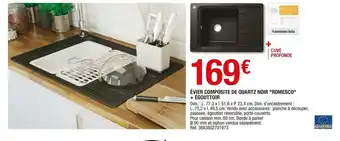 Brico Dépôt Évier composite de quartz noir "romesco" + égouttoir offre