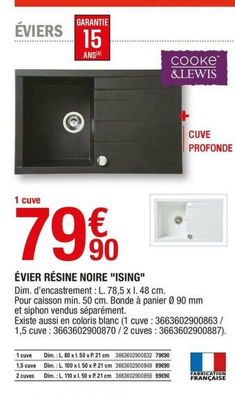 Brico Dépôt Cooke & lewis évier résine noire "ising" offre