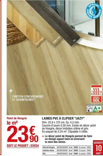 Brico Dépôt Lames pvc à clipser "jazy" offre