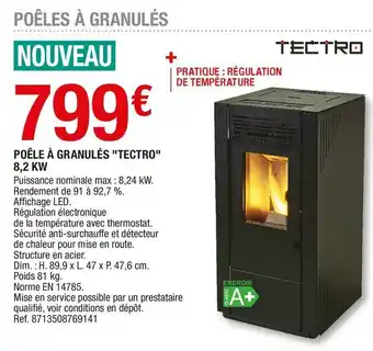 Brico Dépôt Tectro poêle à granulés "tectro" 8,2 kw offre