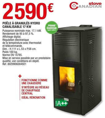 Brico Dépôt Stove canadian poêle à granulés canalisable 9 kw offre