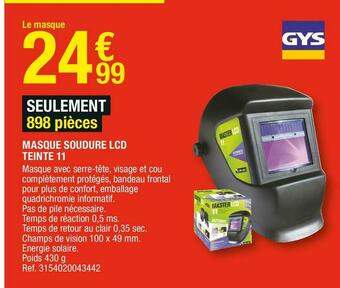 Brico Dépôt Masque soudure lcd teinte 11 offre