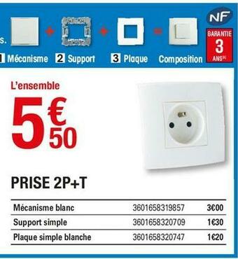 Brico Dépôt Bodner prise 2p+t offre